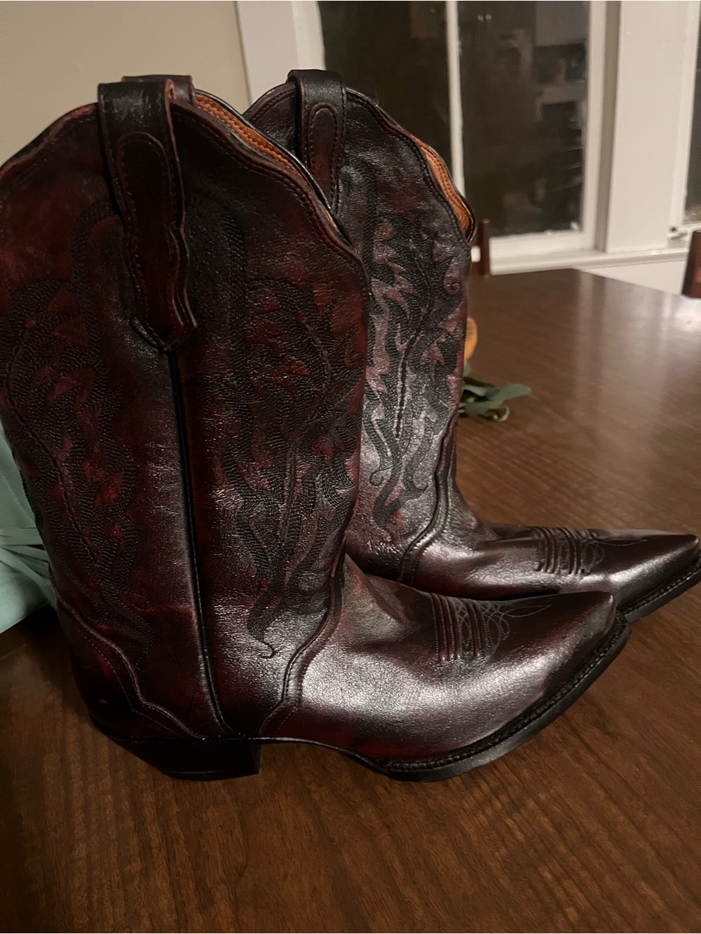 Vintage Nocona 4018 Western Cowboy Boots 10B Burgundy Brown Leather